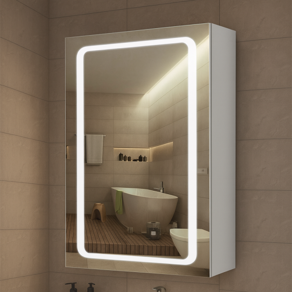 Дзеркальна шафа для ванної G19 Еко з LED-підсвічуванням 50 см.