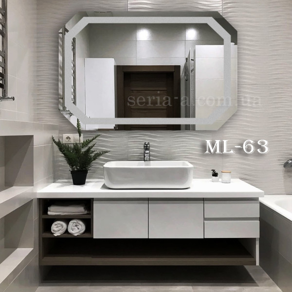 Дзеркало з фоновим та фронтальним підсвічуванням LED "Екватор" ML - 63 (фігурне)