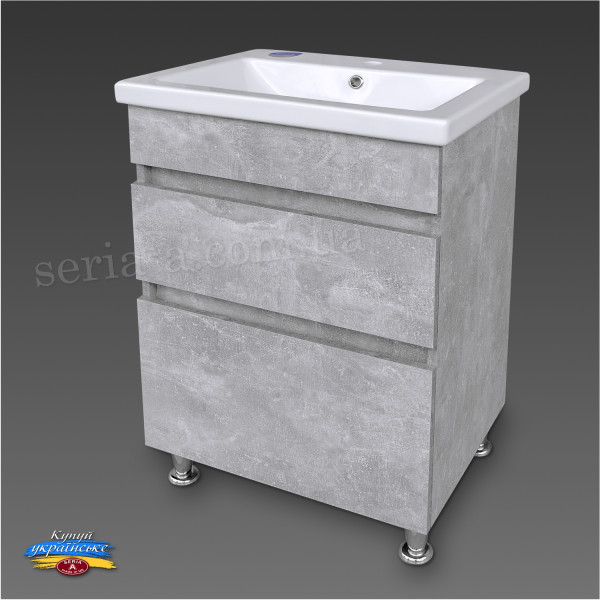 Комплект мебели Комо 50 см Т-6  Бетон (тумба с раковиной/шкаф зеркальный)