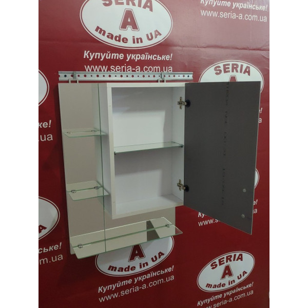 Навісна дзеркальна шафа до ванної кімнати з відкритими полицями "ПЕРУДЖА"