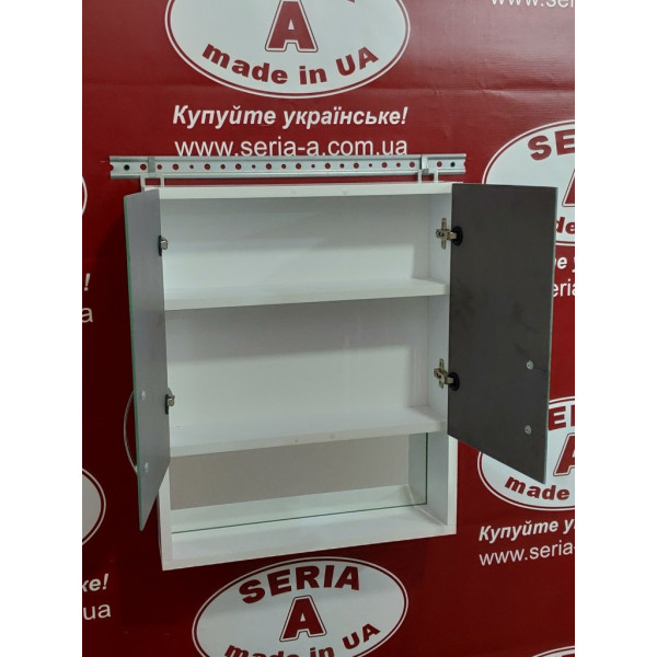 Дзеркальна навісна шафа у ванну з відкритою полицею А03-55