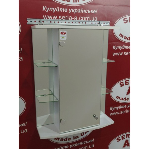 Дзеркальна навісна шафа у ванну кімнату з відкритими бічними полицями А09-55